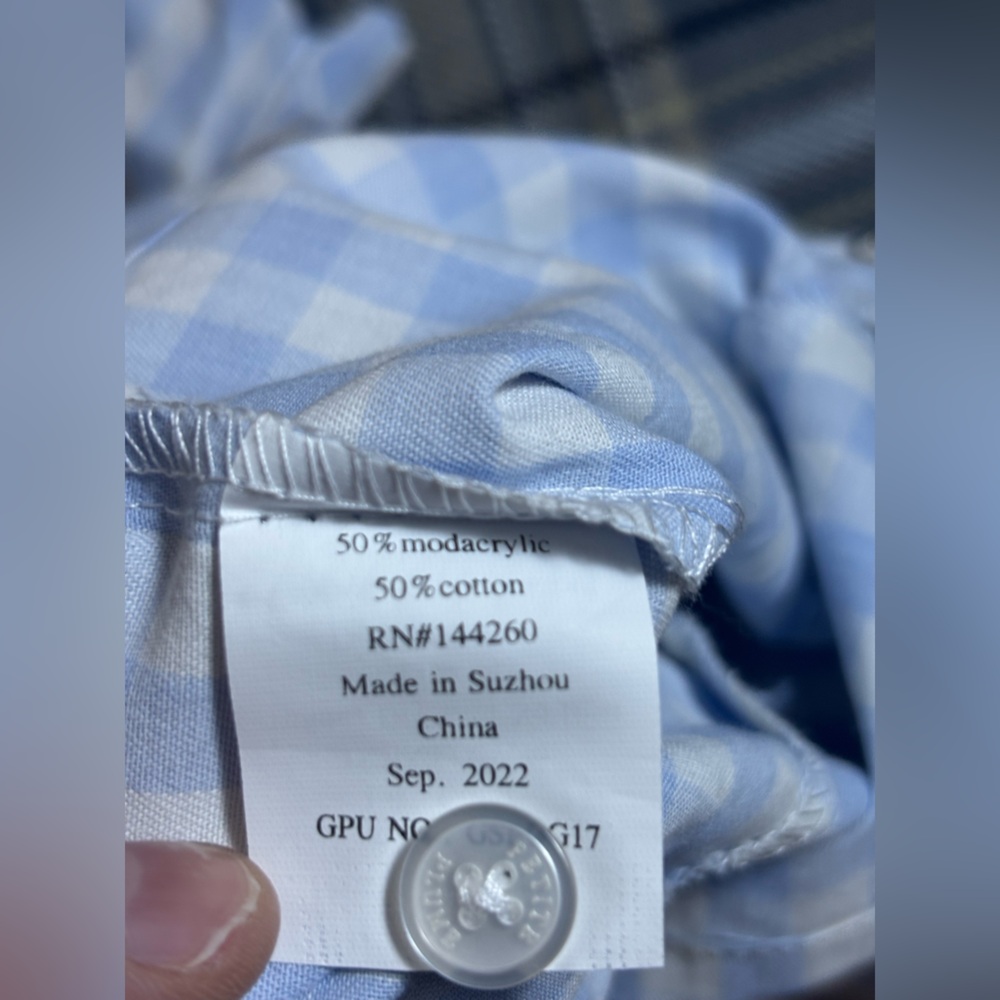 Petite Plume Light Blue Gingham Summer Romper 0/3 NWT - Picture 9 of 9